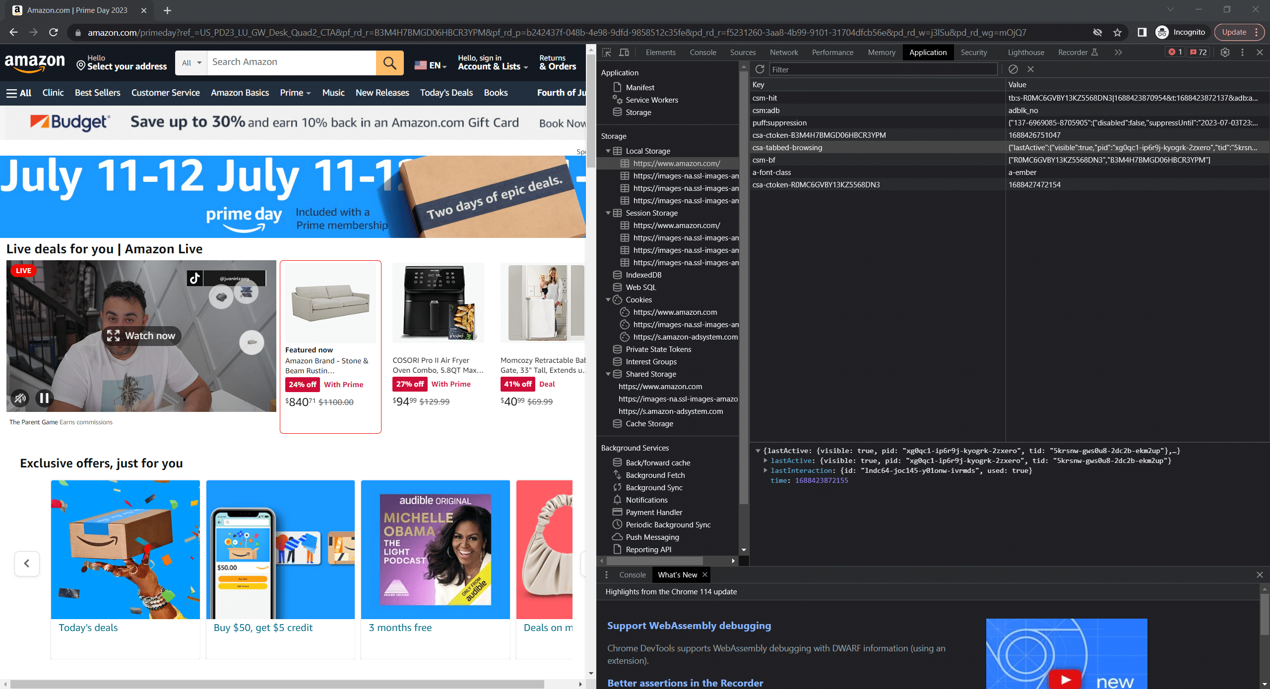 local-storage-values-shown-on-amazon-home-page-via-chrome-incognito-window